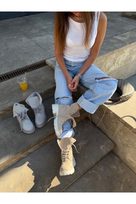Ays ankle boots - beige suede