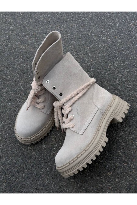 Ais Boots - Light Beige Suede